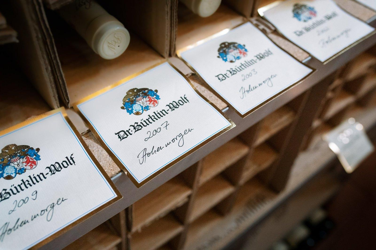 Labelled bottles in the Bürklin-Wolf cellar